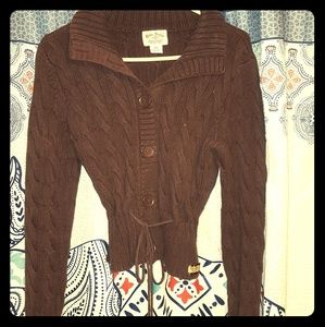 Brown crop button up sweater